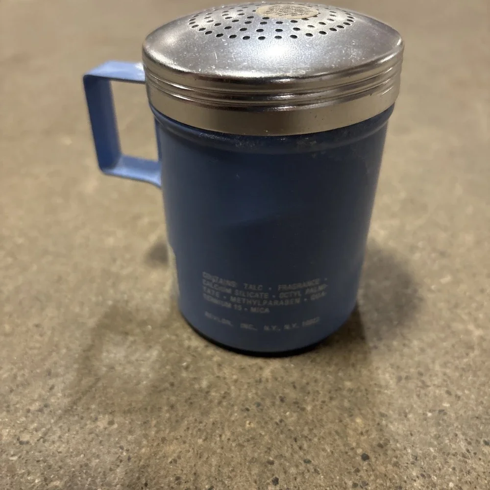 Vintage Revlon CHARLIE Tin Shaker Body Powder 3 oz Blue 3/4 Full